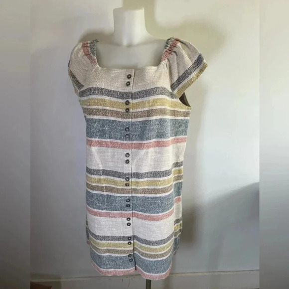 NWT‎ Madewell TextureThread Cap-Sleeve Dress Stripe XL 100% Cotton 0224 - Picture 6 of 15